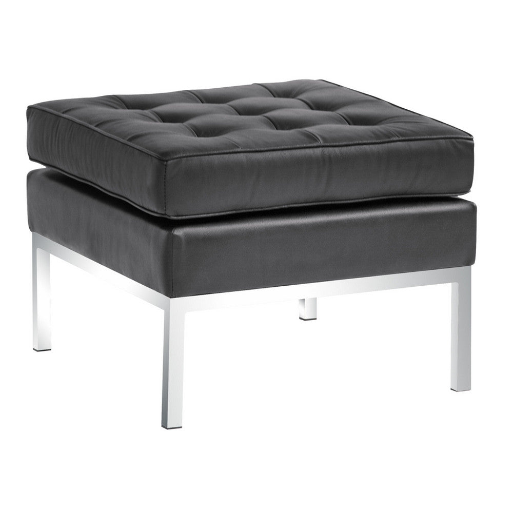 Fine Mod Imports Button Ottoman in Leather, Black