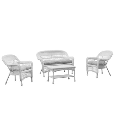 Fine Mod Imports Portside White 4pc Outdoor Set White Cushion