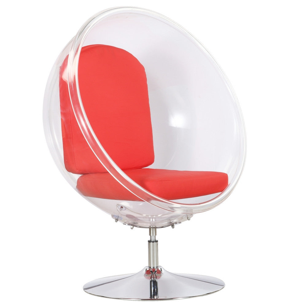 Fine Mod Imports Ball Acrylic Chair, Red