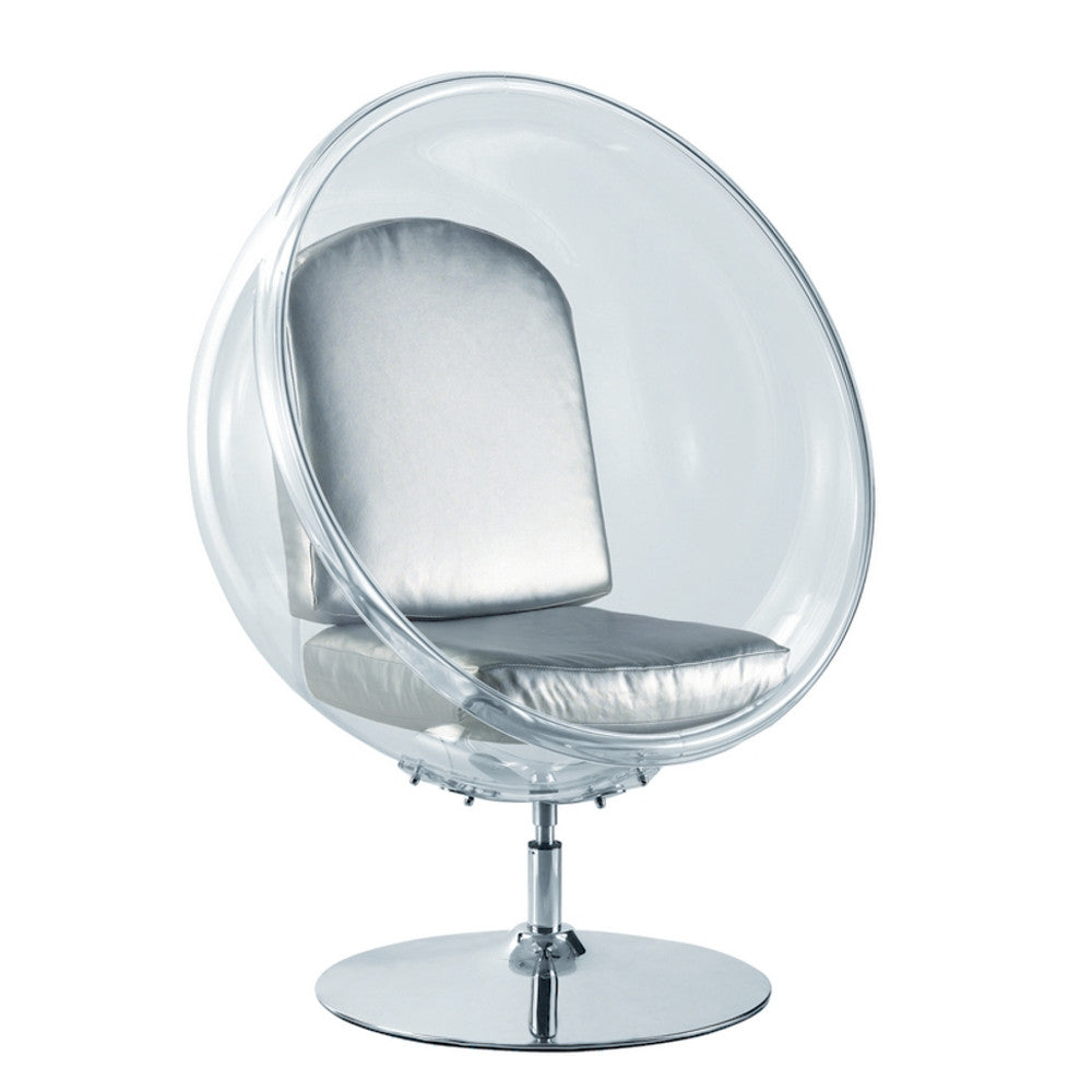 Fine Mod Imports Ball Acrylic Chair, Silver