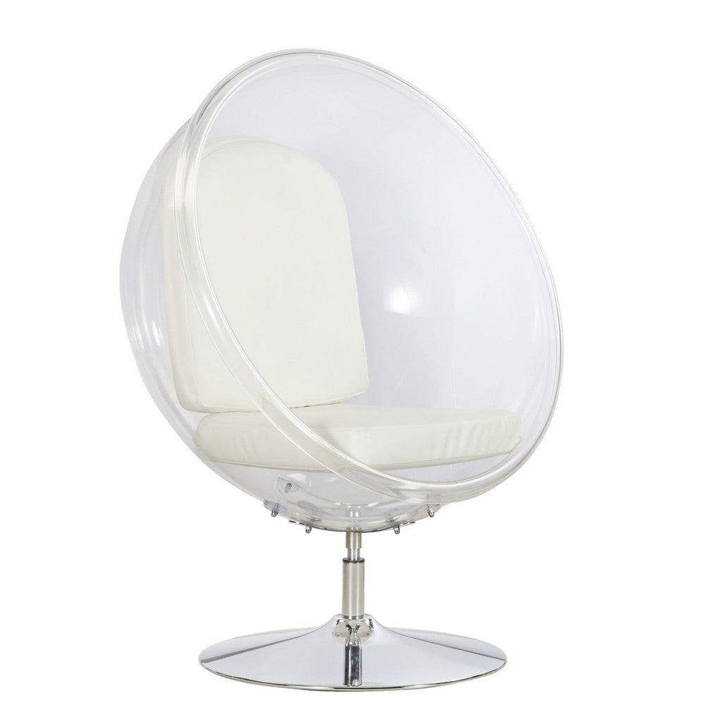 Fine Mod Imports Ball Acrylic Chair, White