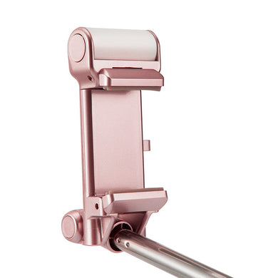 Selfie Stick For Android + iOS - 270 Degree Angle Rotation, 1500mAh Battery, LED Flash (Rose Gold)