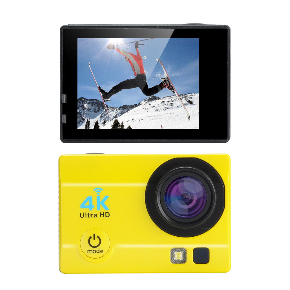 Q3H Waterproof 4K Sports Camera - Wi-Fi, 16MP, 170 Degree Wide Angle, 4X Digital Zoom, 2 Inch LCS Screen (Yellow)