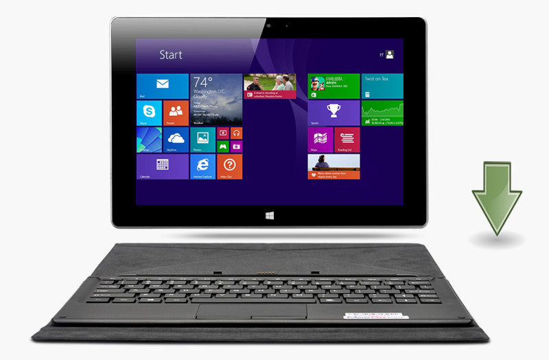 MeeGoPad Tablet PC - Windows 8.1, Quad Core CPU,10.1 Inch Retina, 64GB ROM, GPS, Keyboard, OTG (White)