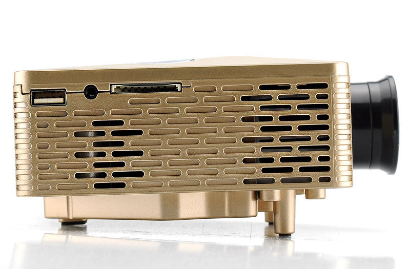 Mini 60 Lumens LED Projector - 400:1 Aspect Ratio, 5 Input Terminals, 20 To 80 Inch Projection, 1.67 Million Colors (Golden)