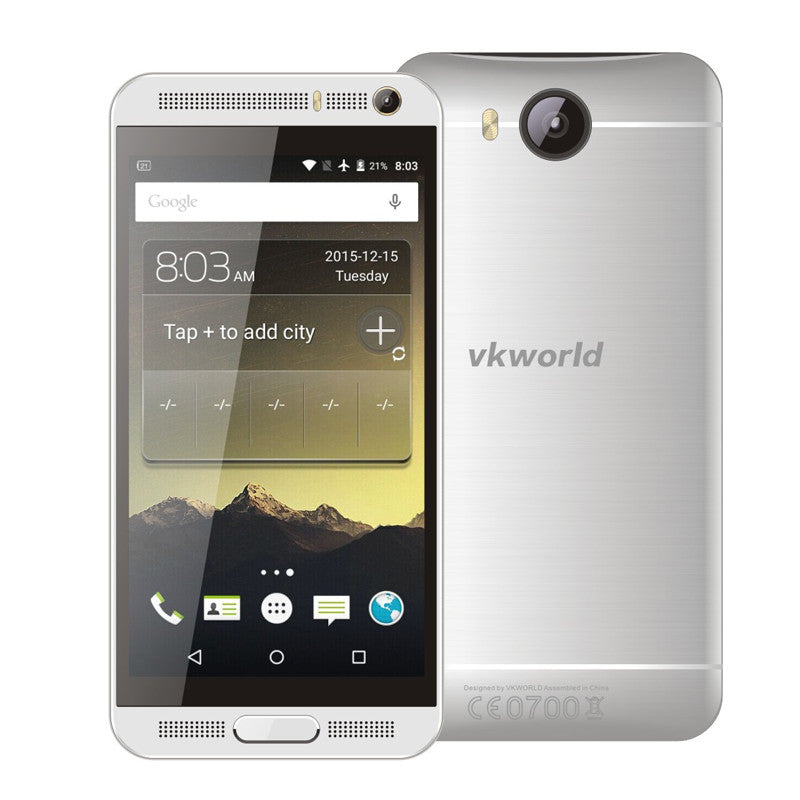 VKworld VK800X Android Smartphone - 5 Inch IPS Display, Android 5.1, Quad Core CPU, Smart Wake, Dual SIM, 2200mAh (Silver)