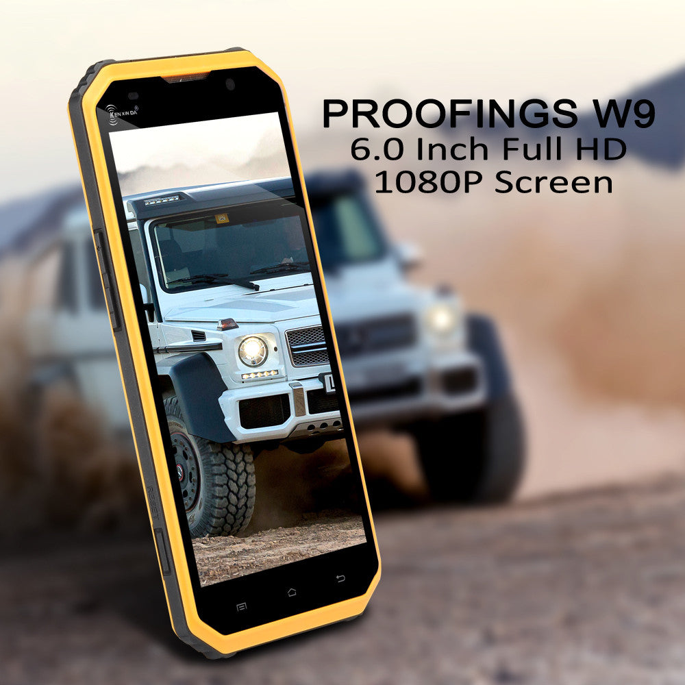 KEN XIN DA PROOFINGS W9 Rugged Smartphone - 6 Inch FHD Screen, IP68, Dual SIM, 4G, Gesture Sensing (Yellow)