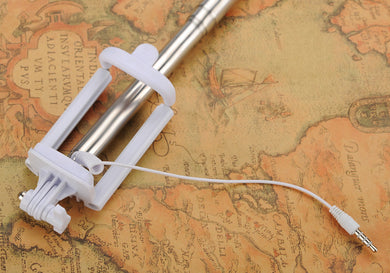 Selfie Stick for iOS + Android Smartphones - 21 To 77CM, 6CM To 9.5CM Phone Clip, Tilting Phone Clip, Wrist Strap (Blue)