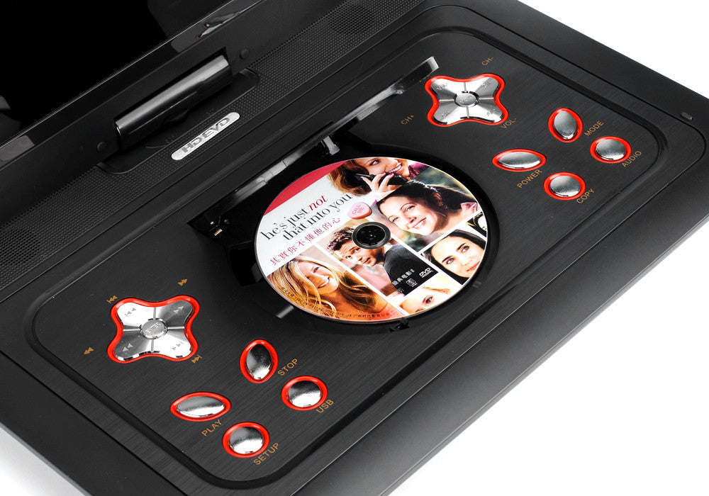 15.6 Inch Portable DVD Player - 270 Degree 1366x1280 Swivel Screen, Region Free, Anti Shock, USB, SD, AV, Game Emulation