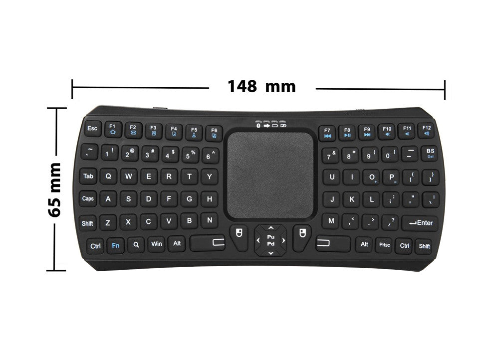 Bluetooth Wireless 81 Key QWERTY Keyboard - Bluetooth 3.0, Touch Pad, Function Keys, For Android, iOS + Windows