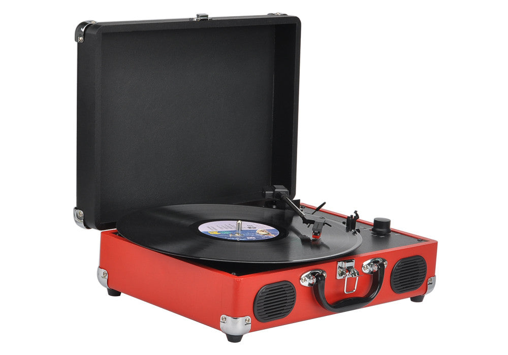 Portable USB Vinyl To MP3 Turntable - 2 Speeds, Built-in Battery, RCA Output Jacks, 45RPM adapter