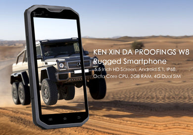 KEN XIN DA PROOFINGS W8 Rugged Smartphone - 5.5 Inch HD Screen, Android 5.1, IP68, Octa Core CPU, 2GB RAM, 4G Dual SIM (Grey)