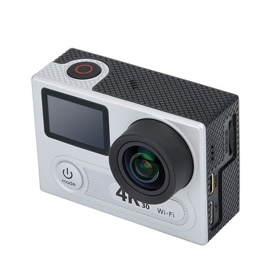 4K Ultra HD Action Wifi Camera - Dual Display (2 + 0.95 Inch), IP68, 12M Sony Sensor, 170 Degree Angle, Remote (Silver)