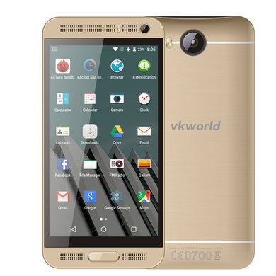 VKworld VK800X Android Smartphone - Quad Core CPU, Android 5.1, 5 Inch Display, Dual SIM, Smart Wake, 2200mAh (Gold)