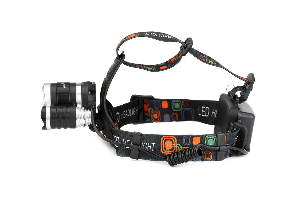 CREE XM-L T6 LED Headlamp - 2400 Lumen, 3 Cree LEDs, 4 Light Modes, Adjustable Head Strap, Zoom Function