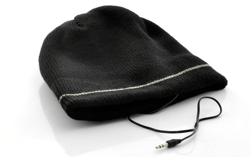 Beanie Hat with Built-in Headphones (Black)
