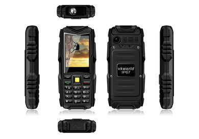 VKworld Stone V3 GSM Phone - 2.4 Inch Display, 5200mAh Battery, Power Bank, Bluetooth, IP67 Waterproof Rating (Black)