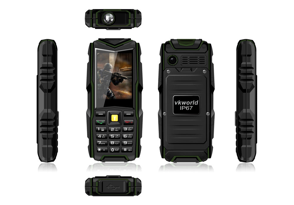 VKworld Stone V3 GSM Phone - IP67 Waterproof Rating, Dual SIM, 2.4 Inch Screen, 5200mAh Battery Power Bank, Bluetooth (Green)