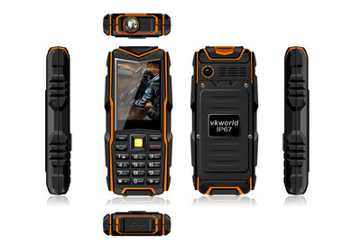 VKworld Stone V3 GSM Phone - IP67 Waterproof Rating, 5200mAh Battery Power Bank, 2.4 Inch Screen Bluetooth (Orange)