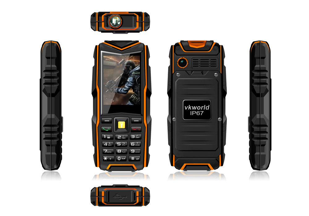 VKworld Stone V3 GSM Phone - IP67 Waterproof Rating, 5200mAh Battery Power Bank, 2.4 Inch Screen Bluetooth (Orange)