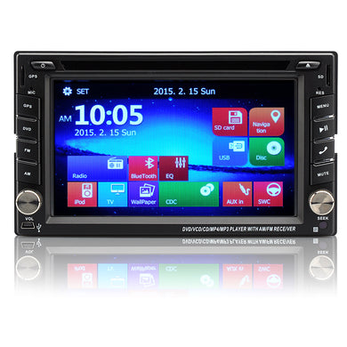 2 DIN 6.2 Inch Universal Car DVD Player - Windows CE 6.0 OS, 800x480 Resolution, GPS, iPod Support, RDS, Bluetooth