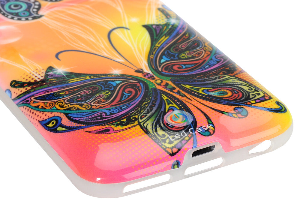 LED iPhone 6/6s Case - Butterfly Design, 5 LED Lights, Free APP, Call Notification, 300mAh Battery, 10 Hours Usage Time