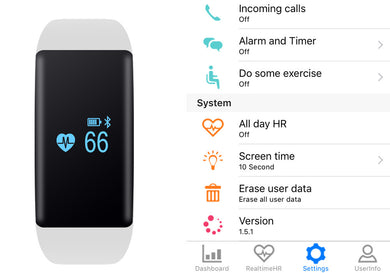 DFit Smart Sports Bracelet - IP66, Bluetooth 4.0, Sports Tracking, Sleep Monitor, Apps for iOS + Android (White)