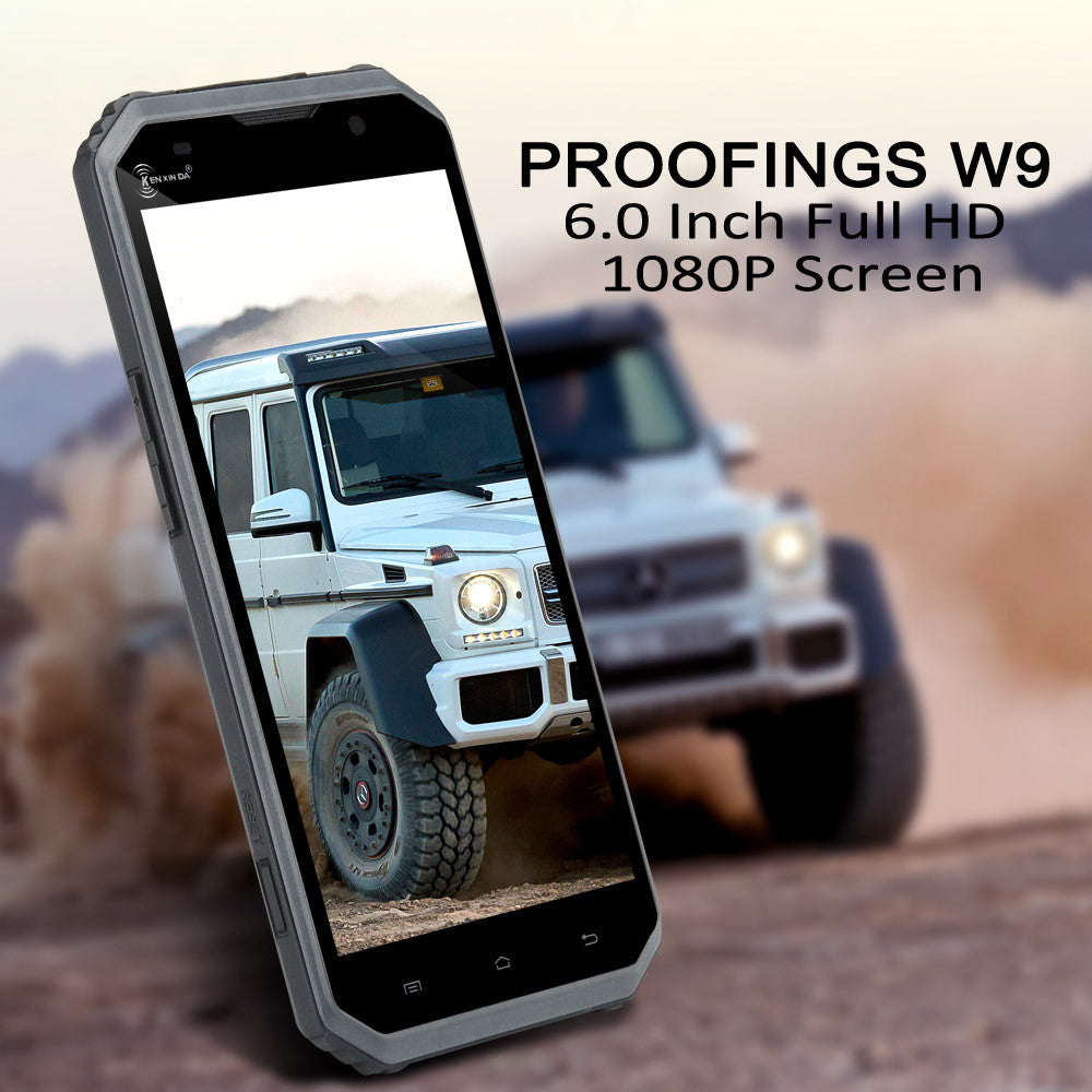 KEN XIN DA PROOFINGS W9 Rugged Smartphone - Android 5.1, 4G, 6 Inch FHD Screen, IP68, Dual SIM, 2GB RAM (Gray)