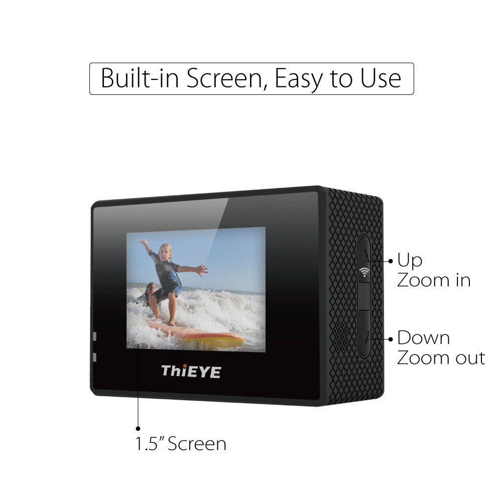 ThiEYE i60 4K Action Camera - 4MP SONY CMOS, 1.5 Inch TFT Display, 152 Degree Lens, Wi-Fi, Image Stabilizer (Silver)