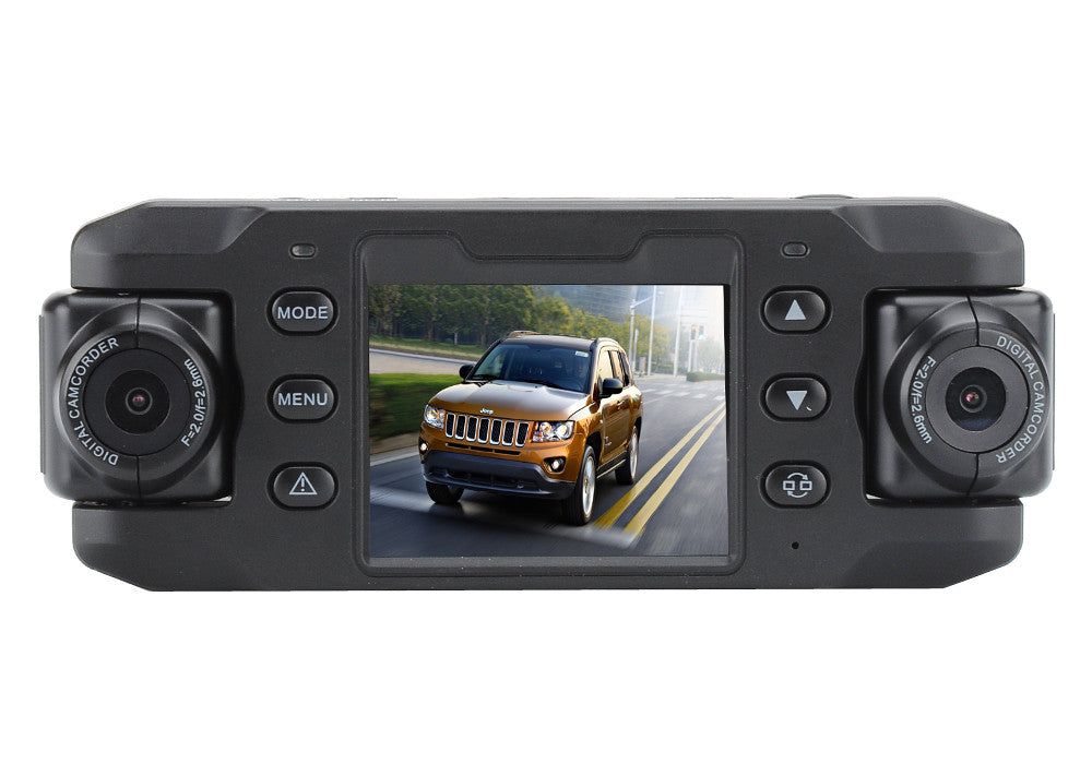 Carcam III Car DVR - 2 x 180 Degree Rotating Cameras, 2 Inch LCD Screen, G-Sensor, GPS, Motion Detection, 140 Degree Lens