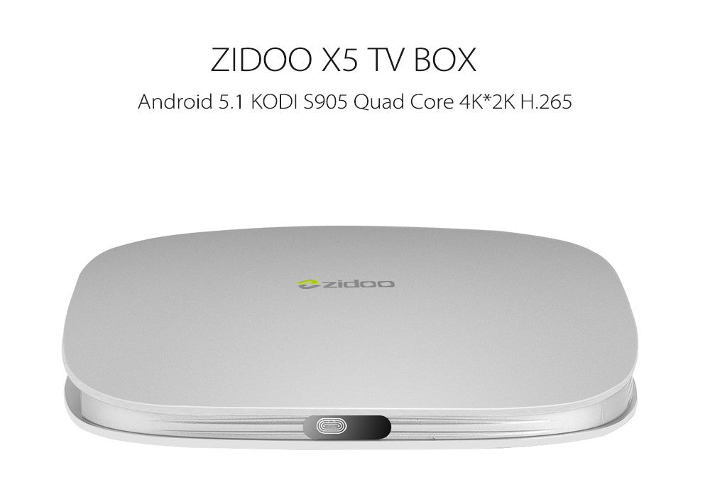 Zidoo X5 Android TV Box - 4K x 2K, H.265, Android 5.1, Penta Core Amlogic S905 CPU, Kodi,  Airplay, DLNA, Miracast
