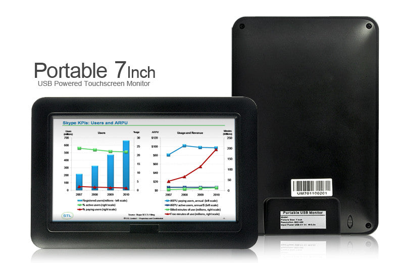 Portable 7 Inch USB Powered Touchscreen Monitor