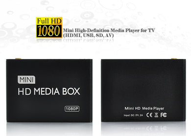 Mini 1080P High-Definition Media Player for TV (HDMI, USB, SD, AV)