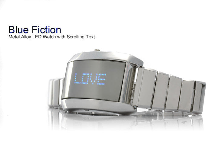 Metal Alloy LED Watch with Scrolling Text 