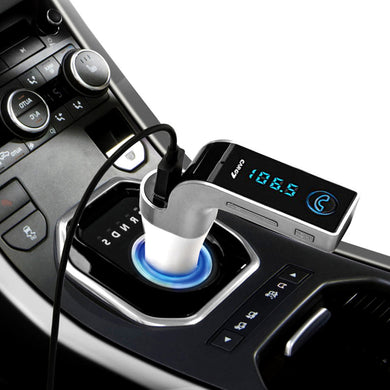 Bluetooth Car FM Transmitter - 87.5-108 MHz, SD card Slot, Noise Reduction, MP3 + WMA Support, BT 2.1 A2DP (Silver)