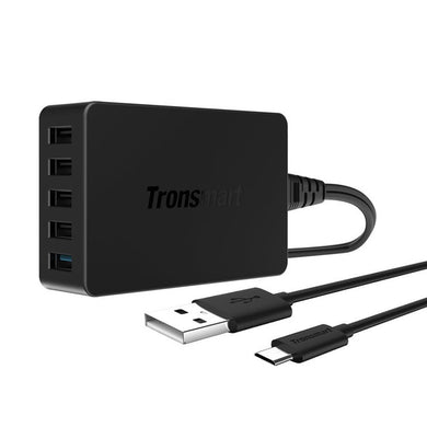 Tronsmart Five Port USB Wall Charger - 4X VoltIQ Port, 1X Quick Charge 2.0 Port, Max 54 Watt Output