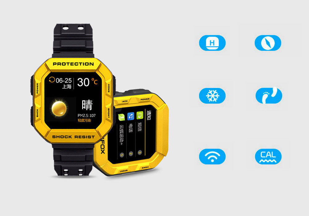 MFOX AWATCH - IP68 Heart Monitor Watch, Android 4.3 OS, Bluetooth 4.0, Fitness Tracking, 1.6 Inch Screen (Yellow)