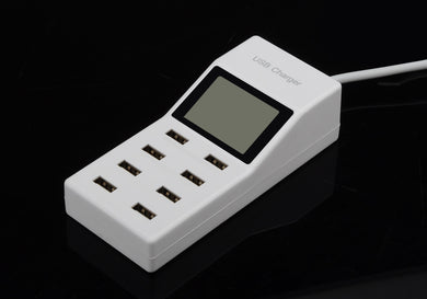 Portable USB Charging Station - 2 Inch LCD Screen, 8 Ports, 16.8A Max Output
