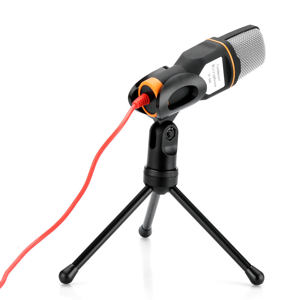 Desktop Stereo Condenser Microphone - 3.5mm Output Jack, Noise Cancellation, 6 inch Tripod