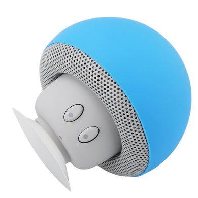 Mushroom Bluetooth Speaker - Splash Proof, Suction Cup, 280mAh Rechargable Battery, 3W Output, 10 Meter Range (Blue)