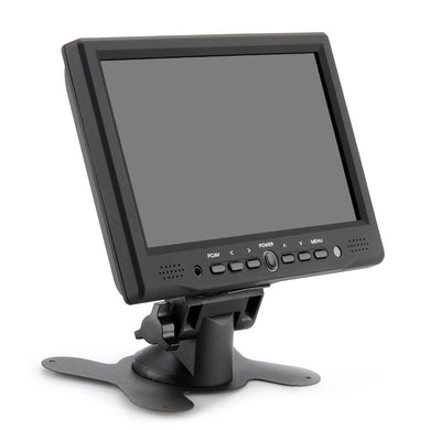 7 Inch TFT LCD Car Monitor - 800x480 Native Resolution, HDMI + VGA Video Inputs, 360 Degree Rotating Stand