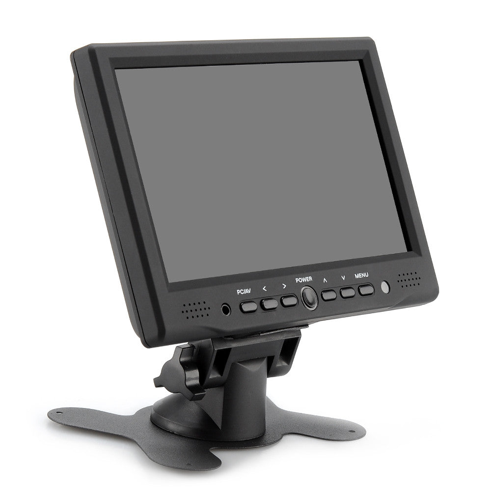 7 Inch TFT LCD Car Monitor - 800x480 Native Resolution, HDMI + VGA Video Inputs, 360 Degree Rotating Stand