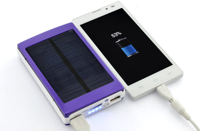 15000mAh Portable Power Bank - Solar Panel, 2x USB Ports, Multiple Phone Adapting Tips