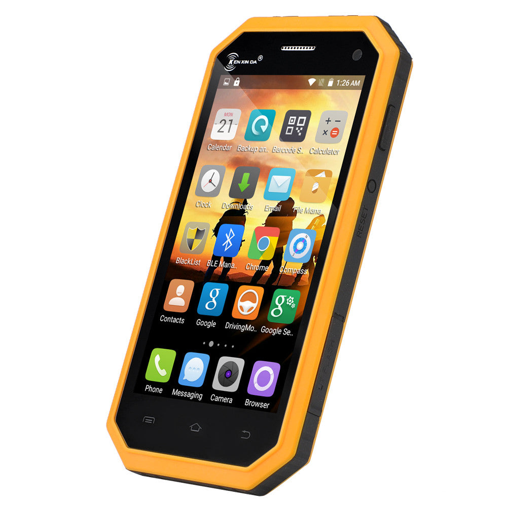 Ken Xin Da W6 Rugged Smartphone - IP68 Waterproof, Dust Proof, Shock Proof, 4G, Android 5.1, Dual SIM, Quad Core (Yellow)