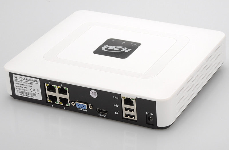 4 Channel PoE Mini NVR Surveillance System - HDMI, 4x 1/4 Inch CMOS Sensor 720p IP Cameras