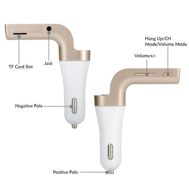 Bluetooth Car FM Transmitter - LED Display, EDR, A2DP, Noise Reduction, Call Echo Cancellation, USB Output, Micro SD Slot